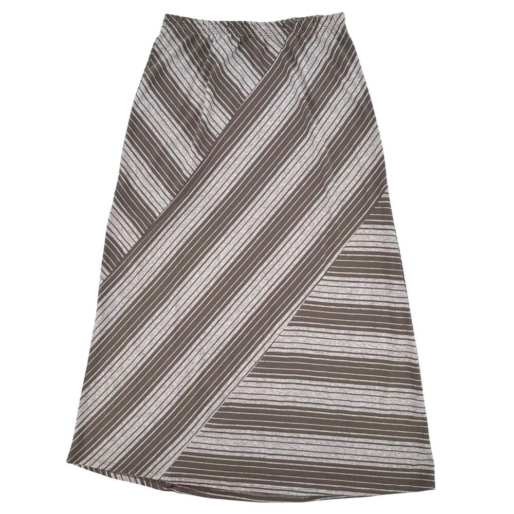 Chalet Womens  Brown & Gray Bamboo Blend Striped Maxi Skirt Size M